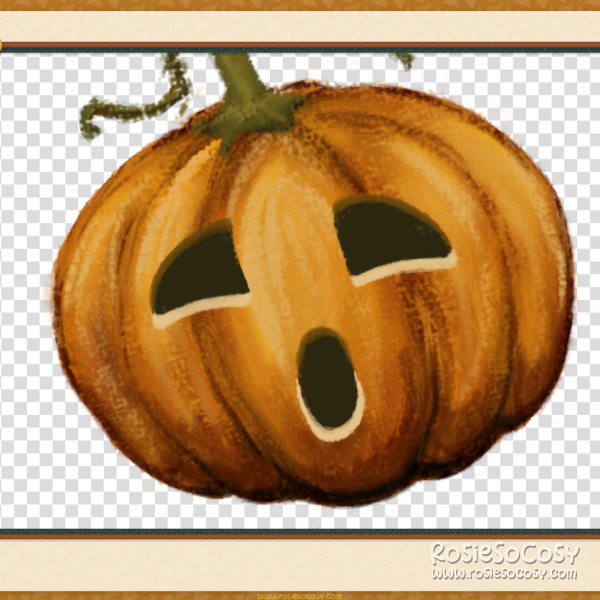 RosieSoCosy Twitch overlays painting a pumpkin in Krita 