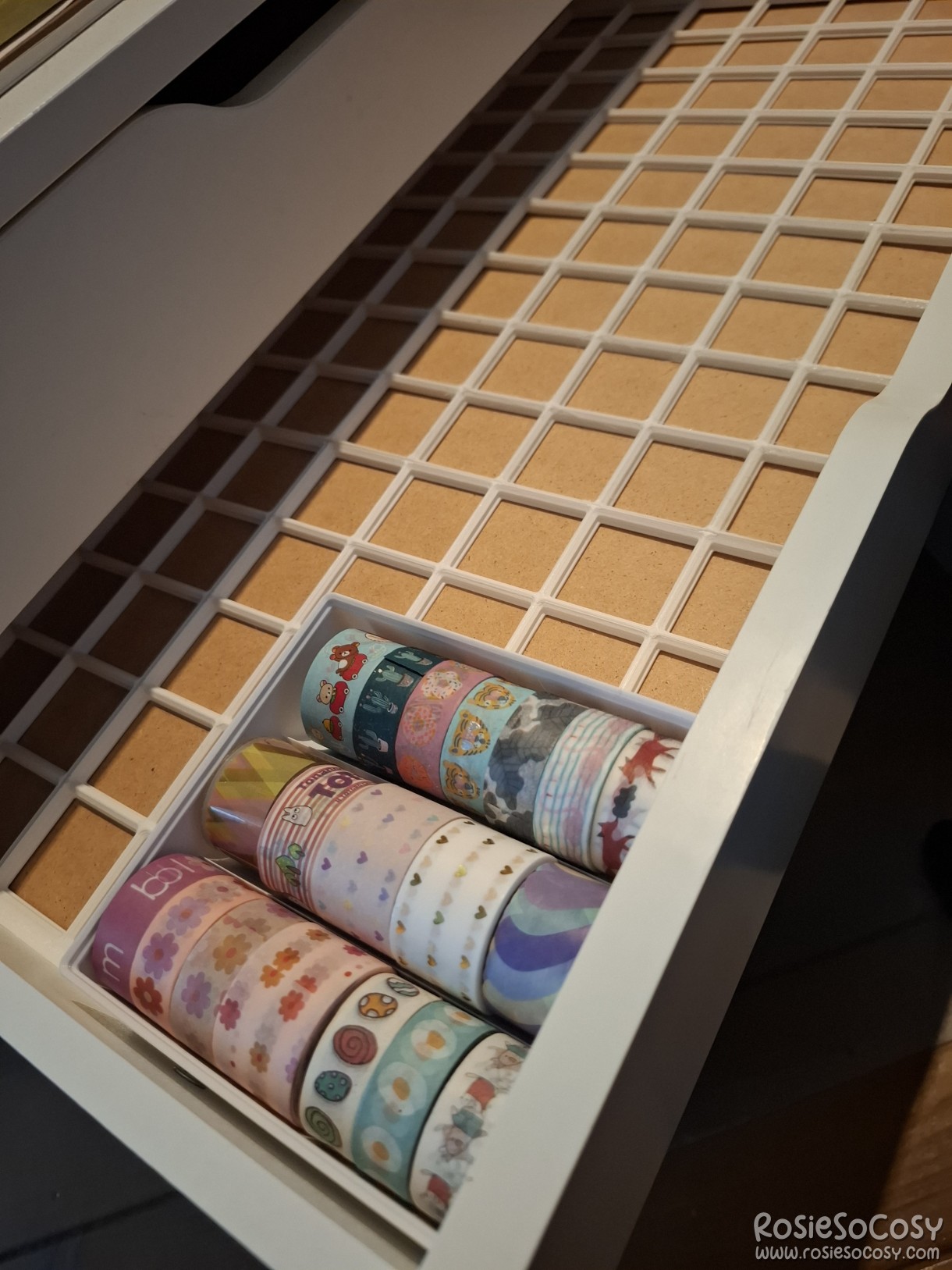 First gridfinity washi bin in one of the ALEX drawers