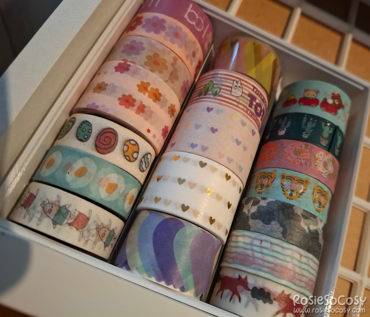 First gridfinity washi bin in one of the ALEX drawers